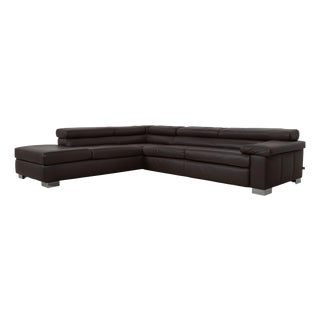 Brown Leather Courage Corner Sofa with Manual Function from Ewald Schillig For Sale