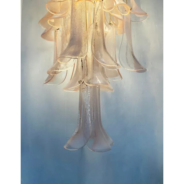 Metal Vintage Pendant Lamp in Pink Murano For Sale - Image 7 of 10