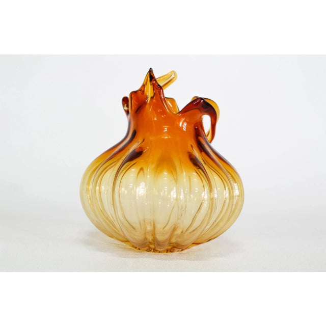 Mid-Century Modern Vintage Amber Glass Deco Vase For Sale - Image 3 of 6