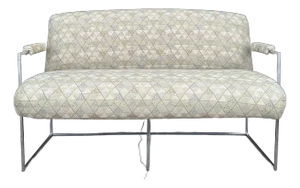 Mid Century Modern Milo Baughman Chrome Base Loveseat