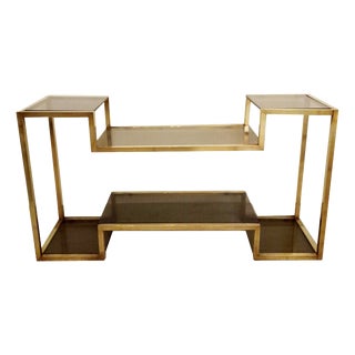 Brass and Smoked Glass Etagere, Italy, 1970s For Sale