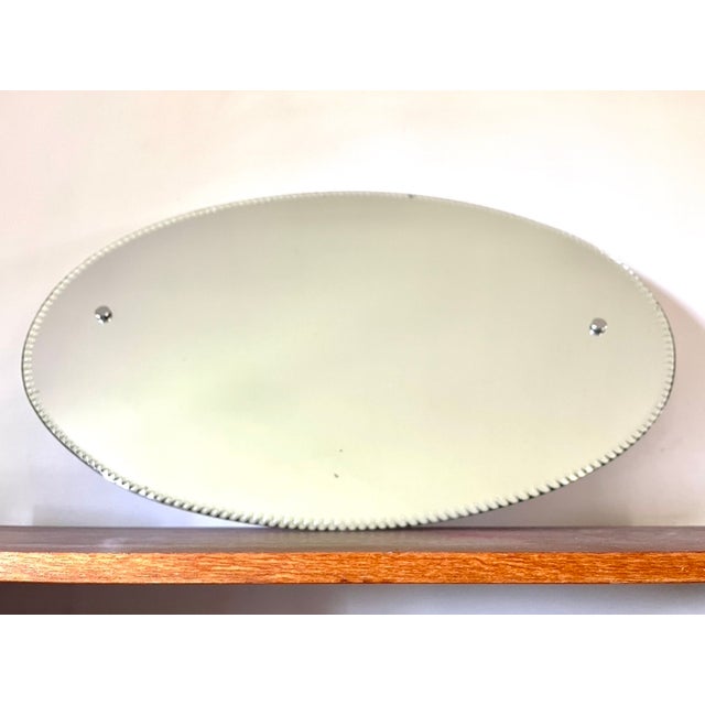 Glass Large Oval Beveled Mirror, 1930s For Sale - Image 7 of 16