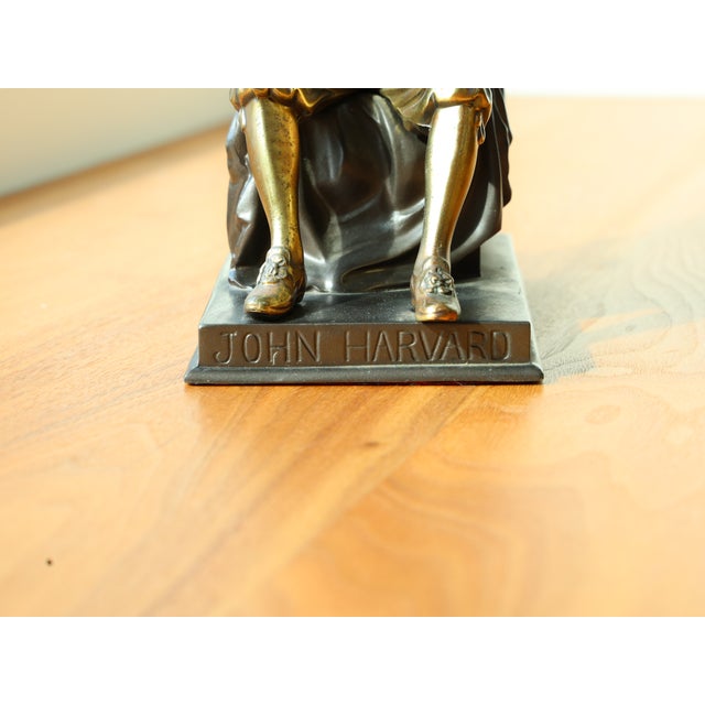 Metal Antique Pair of John Harvard Bronzed Bookends After Daniel Chester French For Sale - Image 7 of 12