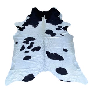 Extra Large Natural Champagne & Black Brazilian Cowhide 94" X 112" For Sale