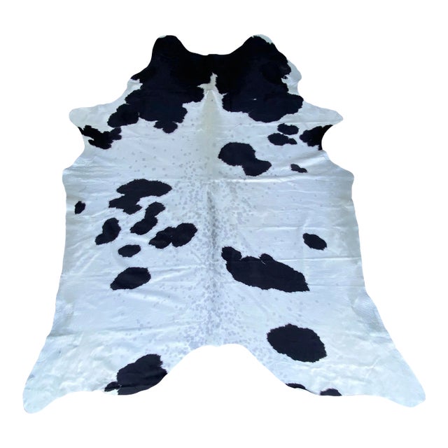 Extra Large Natural Champagne & Black Brazilian Cowhide 94" X 112" For Sale