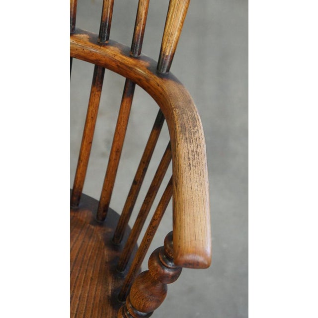 Brown English Highback Windsor Dining Room Chair For Sale - Image 8 of 12