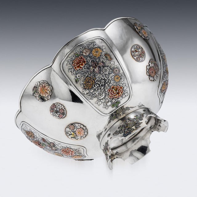 Metal Antique Japanese Meiji Silver and Enamel Bowl, 1900s For Sale - Image 7 of 18