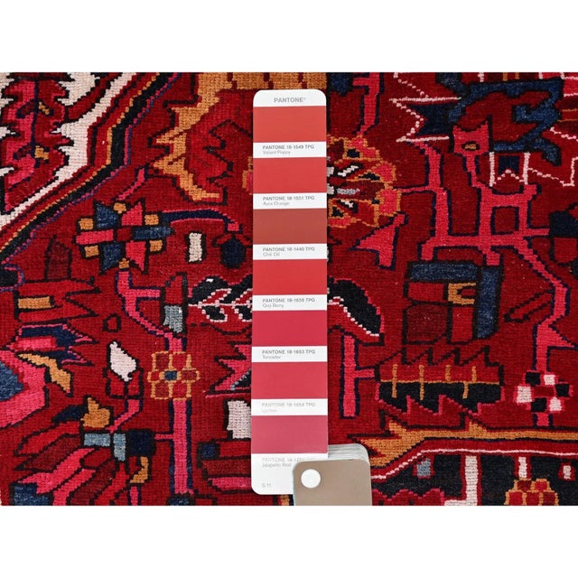 Red 1960s Red Semi Antique Persian Heriz Rug For Sale - Image 8 of 12