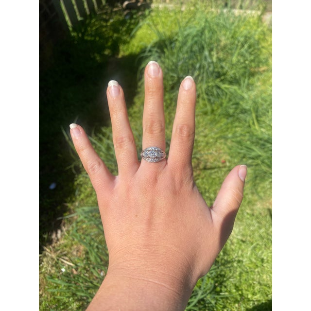 1920s Art Deco 1.28ctw Diamond Dome Ring, Platinum, Ring Size 7.75 For Sale In Greensboro - Image 6 of 6