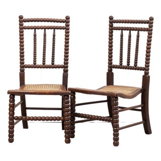 Late 19th Century Pair of Victorian Bobbin Turned Children Chairs For Sale