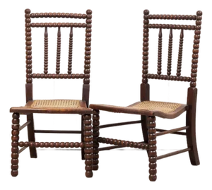 Late 19th Century Pair of Victorian Bobbin Turned Children Chairs