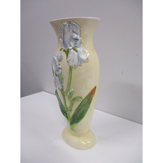 Vintage Blue Iris Art Pottery Vase For Sale - Image 6 of 11