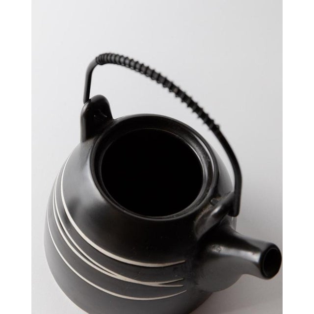 Black Vintage Ceramic Teapot with Blackand White and Metal Handle, 1980s For Sale - Image 8 of 11