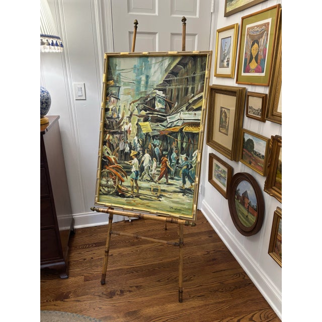 Early to Mid Twentieth Century Natural Bamboo Art Display Easel 64” Tall For Sale - Image 4 of 10