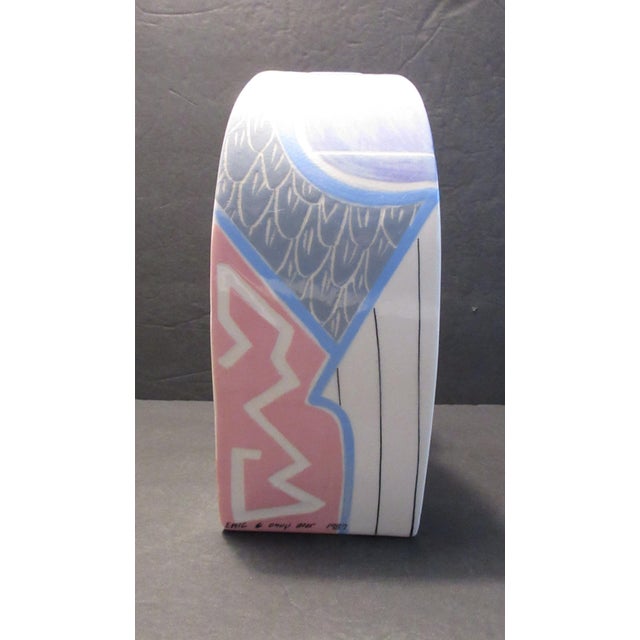 1980s Vintage Eric & Chuy Boos Signed 1987 Handmade Sculptural Studio Pottery Vase For Sale - Image 5 of 12