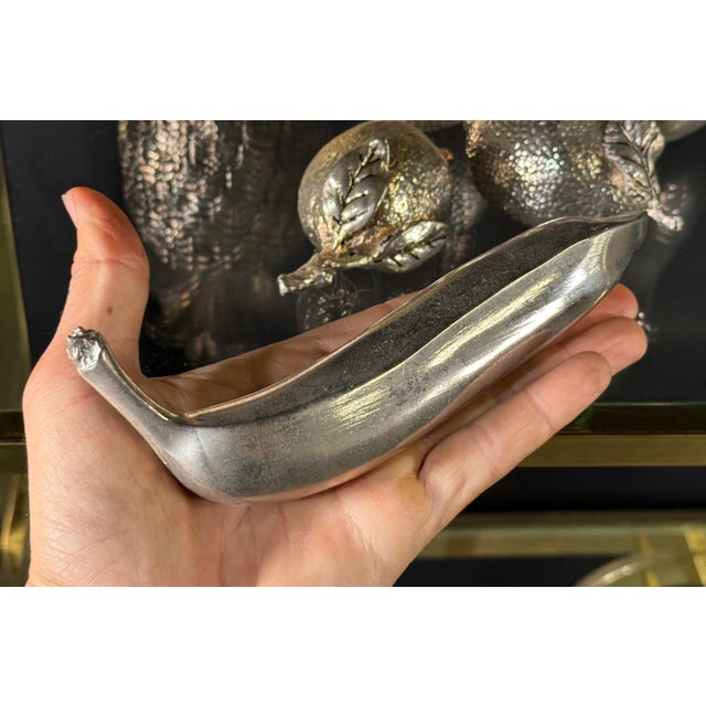 Collection of Silver Plated Decorative Fruit Sculptures Mid-Century - Set of 7 For Sale - Image 4 of 11