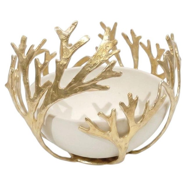 Goldenrod The Neiredes Fruit Bowl in Brass and Porcelain by Auste Ost For Sale - Image 8 of 8