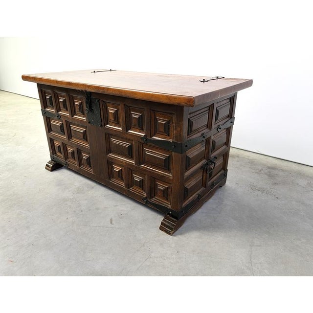 Gold Vintage Spanish Storage Chest, 1950s For Sale - Image 8 of 14