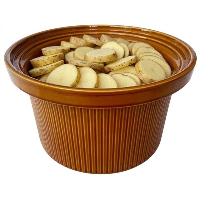 Vintage Rival Crock Brown Ribbed Stoneware Crock-Pot 5-Quart For Sale - Image 9 of 9