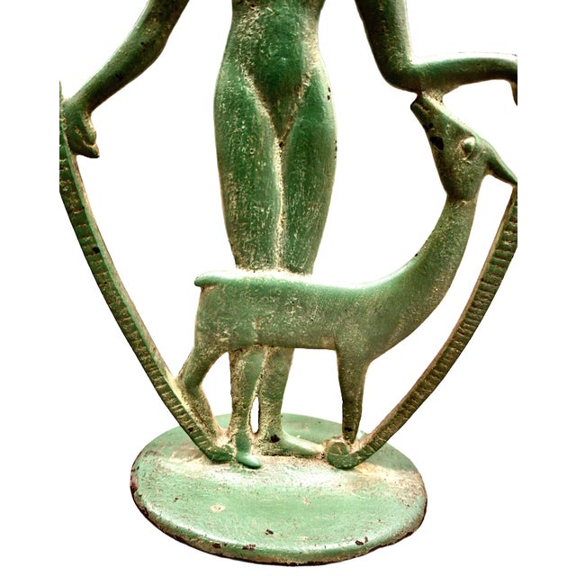 Art Deco Nude Female With Deer Candlestick For Sale - Image 4 of 7