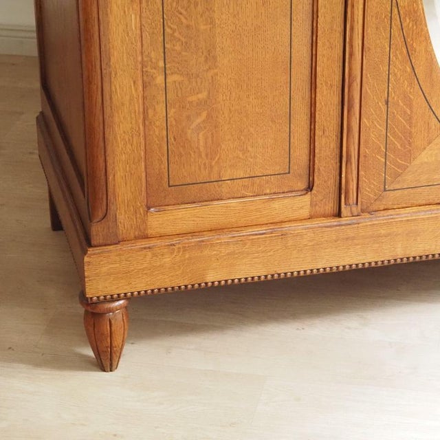 Brown Large Art Nouveau 3-Door Wardrobe in Oak with Oval Mirror For Sale - Image 8 of 18