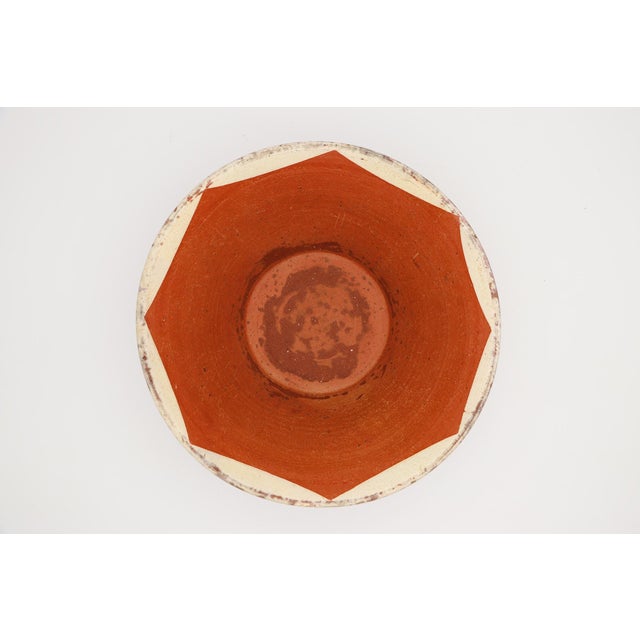 Rustic European 19th Century Portuguese Tan & Orange Terracotta Dairy Bowl, Earthenware For Sale - Image 3 of 11