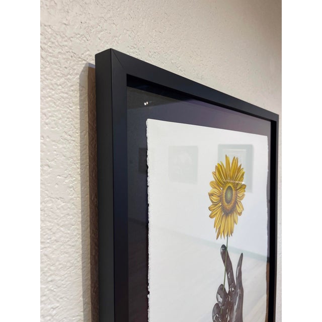 Early 21st Century Golden Hour by Tanner Valant | Color pencil on paper Hand holding a sunflower. For Sale - Image 5 of 5