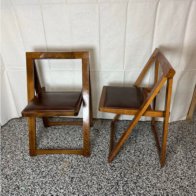 Mid-Century Modern Pair of 1960s MCM Aldo Jacober for Bazzani Style Trieste Model Folding Chairs For Sale - Image 3 of 9
