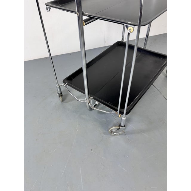 Mid-Century Bauhaus Dinett Foldable Serving Trolley from Bremshey Solingen, 1960s For Sale - Image 6 of 10