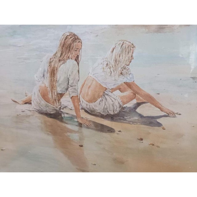 Gordon King, Beach, Large Watercolor, Framed For Sale - Image 3 of 15