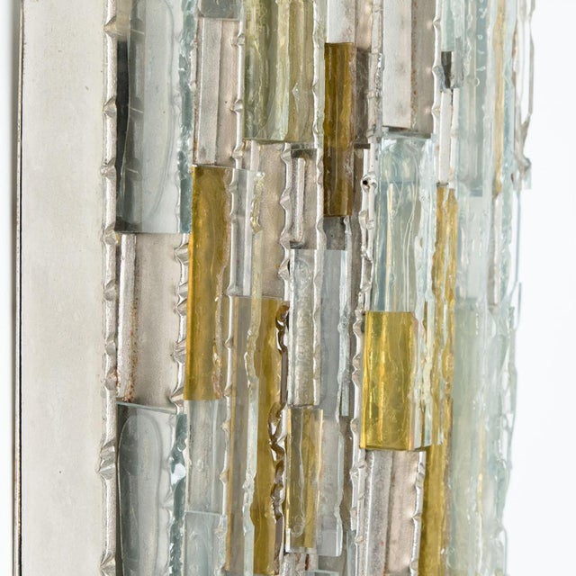 Sculpted Glass Silver Yellow Wall Light from Poliarte, Italy, 1970s For Sale - Image 3 of 13