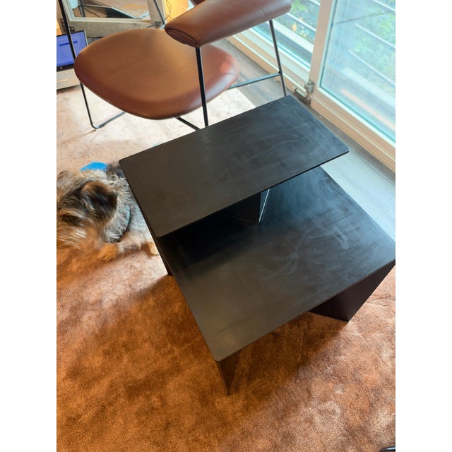Mid-Century Modern Uhuru Tack Side Table - Hand Blackened Steel For Sale - Image 3 of 3