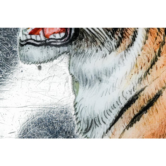 1920s Fierce Hand Painted Enamel Tiger Antique Sterling Silver Luxury Cigarette Case Holder Tobacciana For Sale - Image 5 of 18