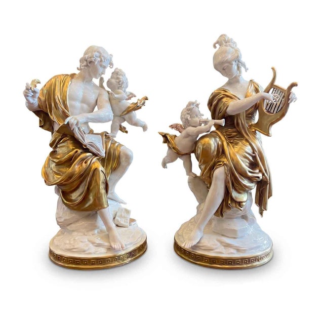 Cappè Giuseppe, Allegory of Music and Poetry Two Porcelain Figures, 1960s, Porcelain, Set of 2 For Sale - Image 11 of 11