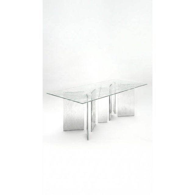 Zero Rectangular Dining Table in Epoxy Resin & Crystal Clear Glass by Wedo For Sale - Image 4 of 8
