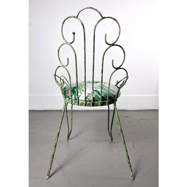 Vintage Restored French Style Wrought Iron Upholstered Vanity / Accent