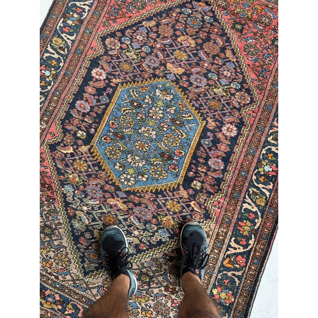 Vintage Bidjar Shifting Dyes with Lemon Sky Blue Rug 4.7 x 6.2 For Sale - Image 14 of 14