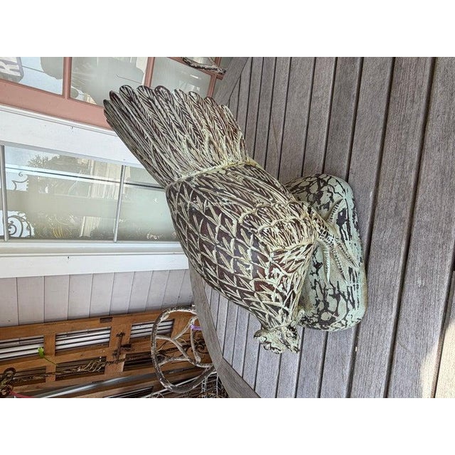 Wood 1940s Hand Carved Folk Art Wooden Rooster For Sale - Image 7 of 8