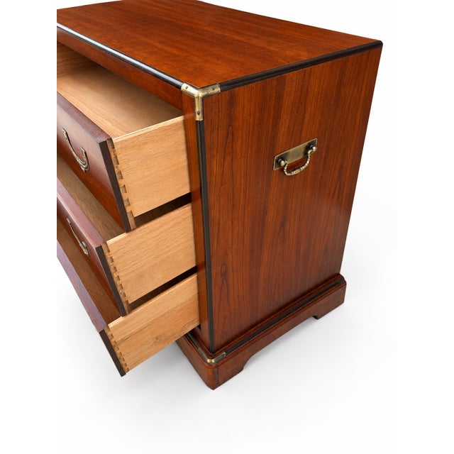 1970s 1970s National Mt. Airy Campaign-Style Three-Drawer Chest For Sale - Image 5 of 15