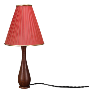 Mid-Century Danish Teak Table Lamp with Red Shade, 1960s