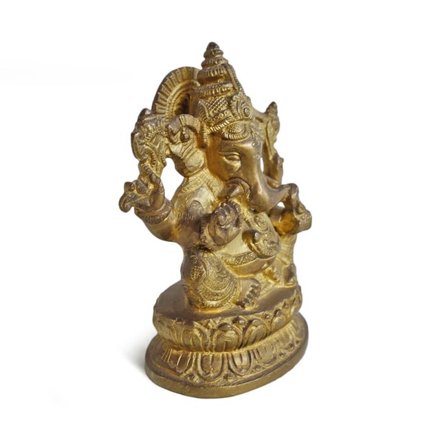 Vintage solid brass small Ganesha. Beautiful intricate details.