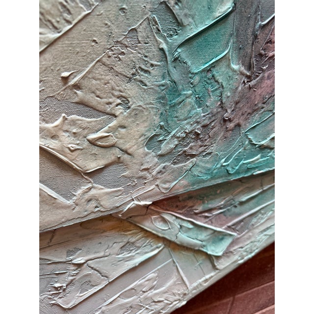 Wood Large 1990 Postmodern Mixed Media Signed Abstract Painting “Refraction” – Asymmetrical Sculptural Canvas, 60” For Sale - Image 7 of 10