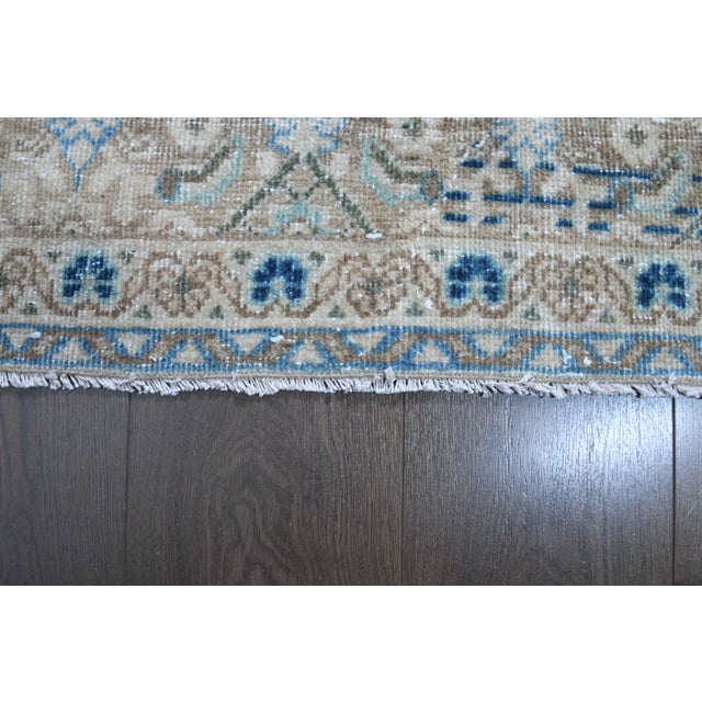 1960s Vintage Persian Handmade Wool Cotton Beige Area Rug For Sale - Image 9 of 11