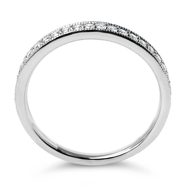 14K White Gold 1/4 Cttw Round Diamond Milgrain Wedding Band (I-J Color, SI2-I1 Clarity) - Size 5.5 For Sale In New York - Image 6 of 7