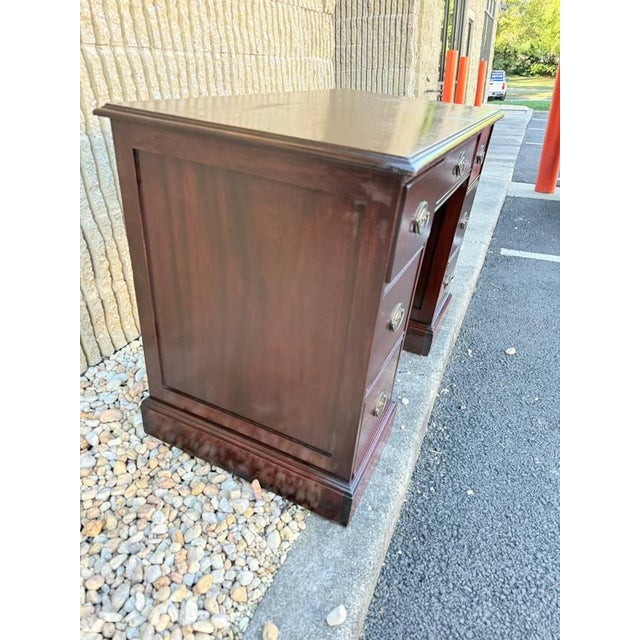 Vintage Victorian Style Mahogany Twin Pedestal Writing Desk. For Sale In Washington DC - Image 6 of 16