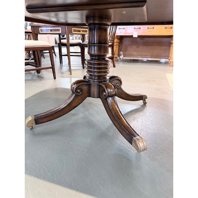 Late 20th Century Regency Style Burled Walnut Leather Top Game Table For Sale - Image 9 of 10