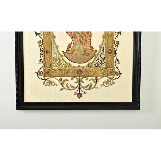 Textile French 19th Century Framed Embroidery of the Madonna & Child For Sale - Image 7 of 12