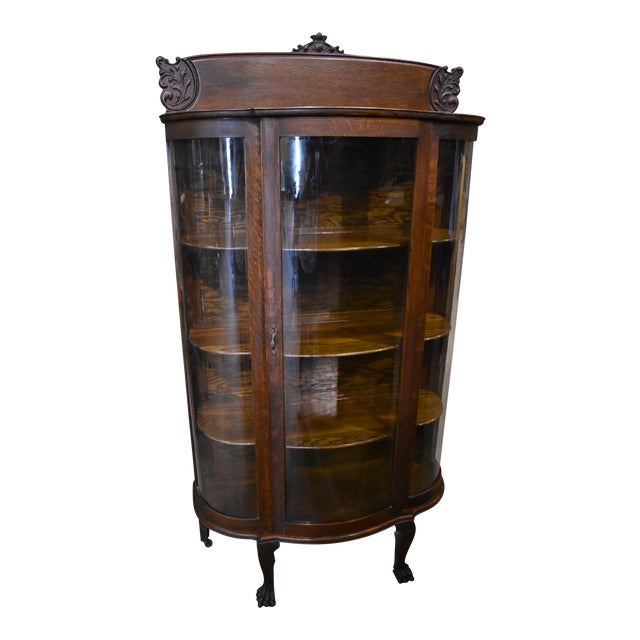 Antique Curved Glass Dining Room China Cabinet Chairish