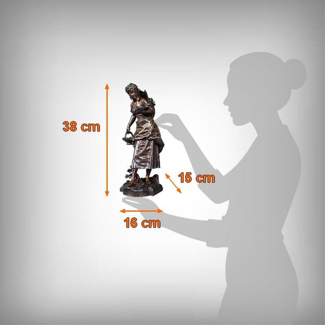 Late 19th Century Bronze Young Girl with a Basket from E. Bouret For Sale - Image 18 of 18