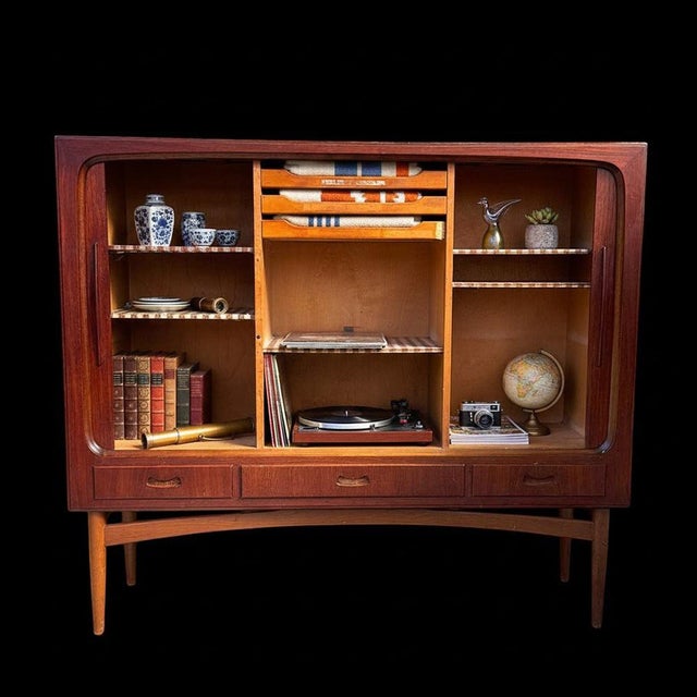 Danish Teak Shutter Cabinet with Drawers and Shelves, 1960s For Sale - Image 4 of 11